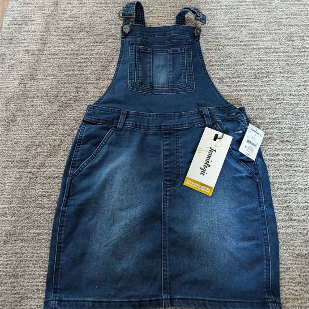 NWT Jeaniologie Blue Denim Pinafore Dress